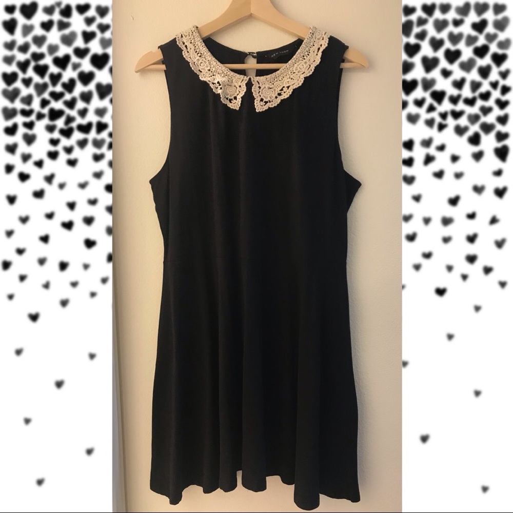 New Look black dress with lace collar detail